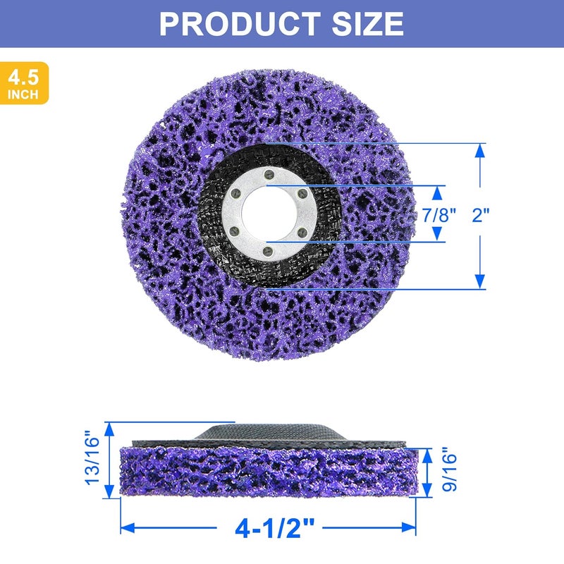 Vantego 5-Pack 4-1/2" x 7/8" Paint Stripper Discs for Angle Grinder - Rust Removal, Metal Grinding, Quick Stripping Wheel Replacement - Image 2